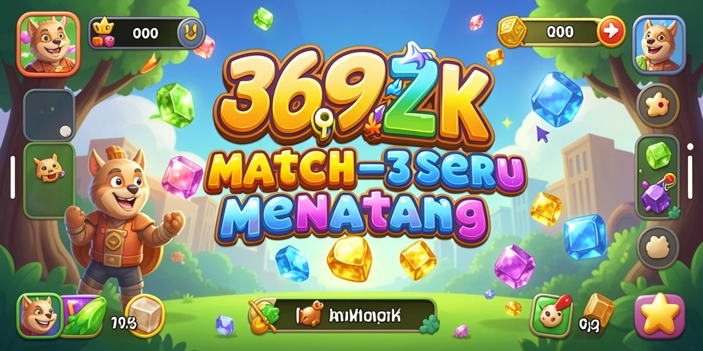 Screenshot gameplay 369ZK dengan kombinasi seru di level Match-3.