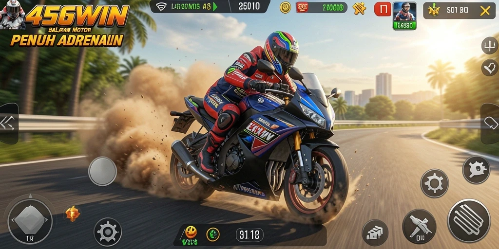 Gameplay 456WIN yang mendebarkan di lintasan balap.