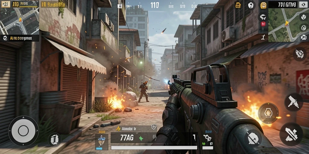 Tangkapan layar dari gameplay TPS yang mendebarkan di 77AG.