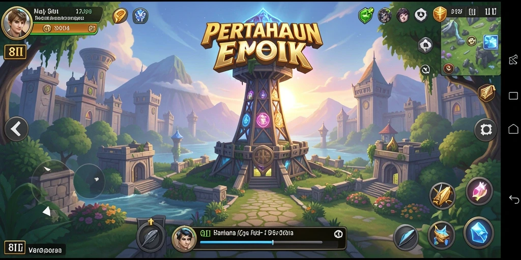 Tampilan strategi menara dalam game Tower Defense 8II.