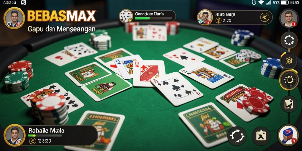 Screenshot BEBASMAX dengan tampilan gameplay Gaple yang menarik.