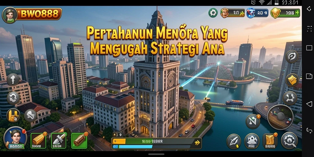 Screenshot BWO888 menampilkan aksi menakjubkan dalam pertempuran Tower Defense.