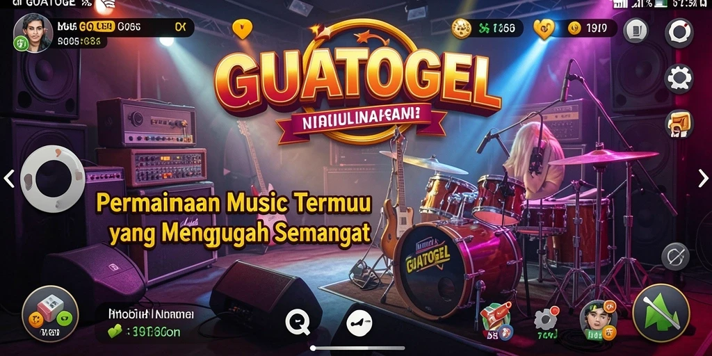 Tampilan gameplay interaktif GUATOGEL dengan berbagai lagu.