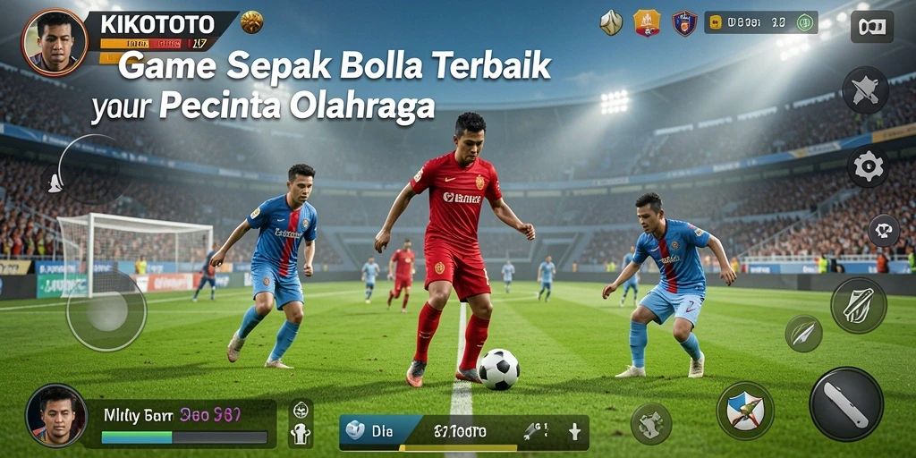 Tampilan gameplay KIKOTOTO dengan aksi sepak bola yang mendebarkan.