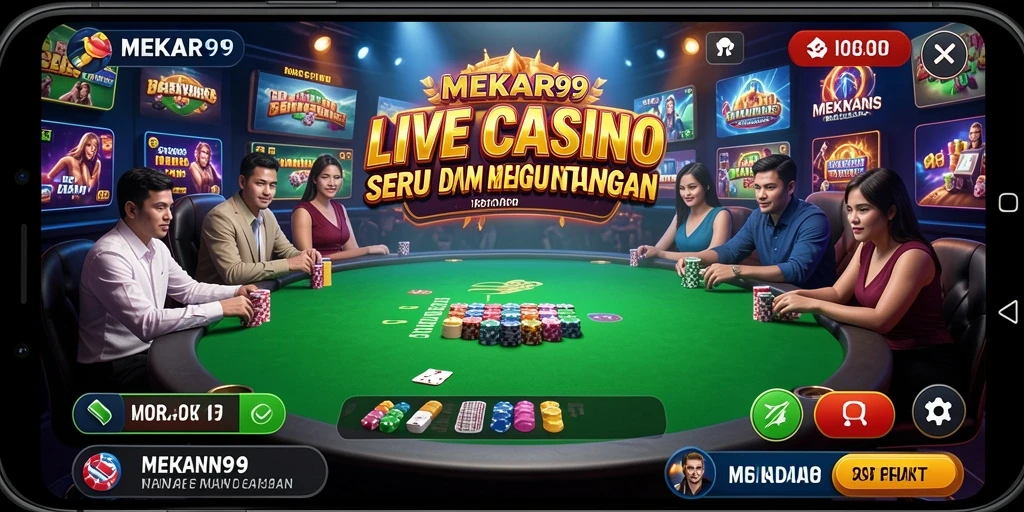 Tangkapan layar gameplay mengasyikkan di aplikasi Live Casino MEKAR99.