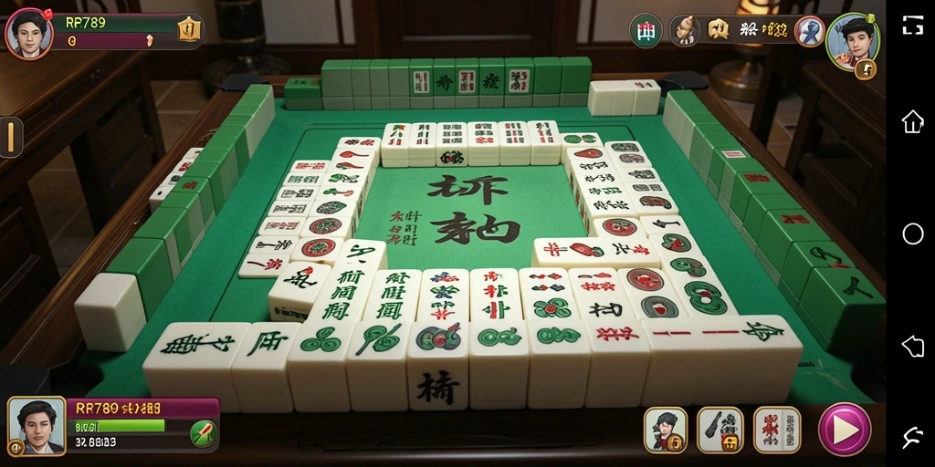 Tampilan gameplay menarik dari RR789 dengan ubin Mahjong.