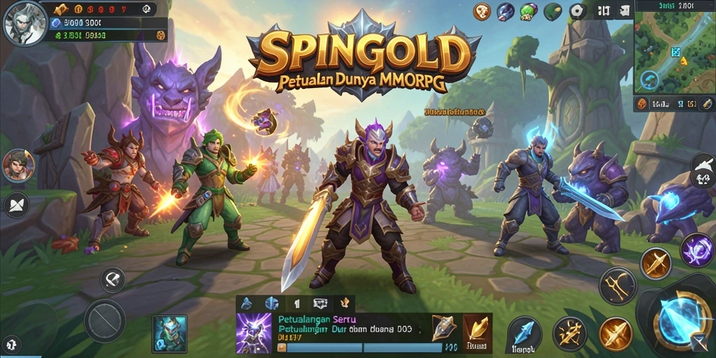 Screenshot gameplay SPINGOLD yang menampilkan aksi seru di dunia MMORPG.
