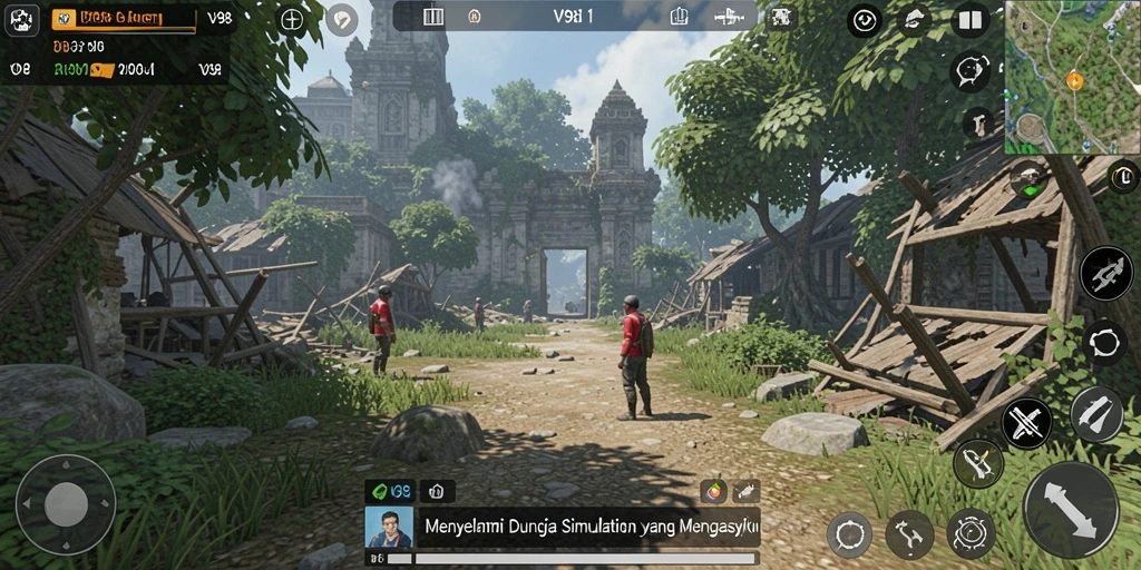 Tampilan gameplay V98 yang menarik dalam dunia simulation.